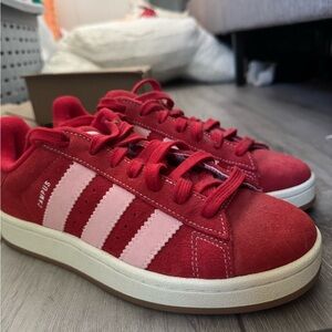 Adidas Red and Pink Campus Sneakers